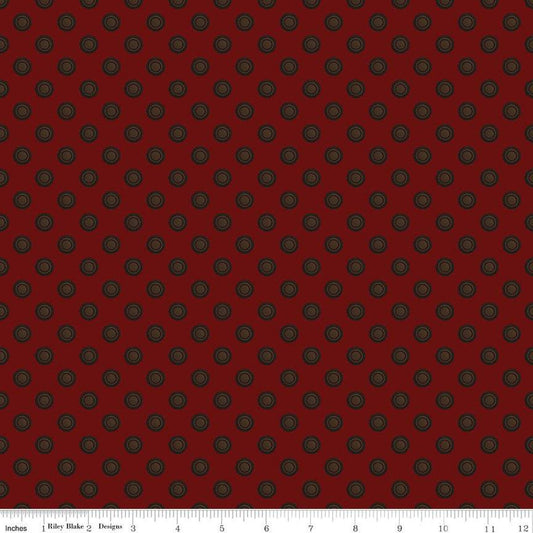 SALE Huckleberry Saltbox Doorknobs C14354 Mahogany - Riley Blake Designs - Geometric Concentric Circles - Quilting Cotton Fabric