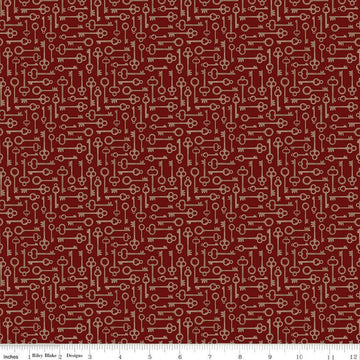 12" End of Bolt - SALE Huckleberry Saltbox Keys C14357 Mahogany - Riley Blake Designs - Quilting Cotton Fabric