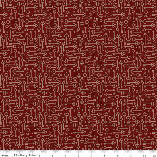 12" End of Bolt - SALE Huckleberry Saltbox Keys C14357 Mahogany - Riley Blake Designs - Quilting Cotton Fabric