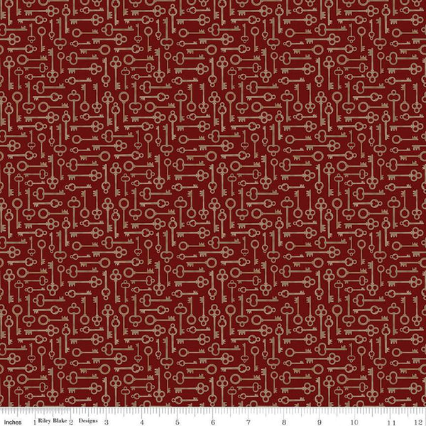 Huckleberry Saltbox Keys C14357 Mahogany by Riley Blake Designs - Quilting Cotton Fabric