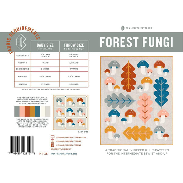 SALE Forest Fungi Quilt PATTERN P176 by Pen + Paper - Riley Blake Designs - Instructions Only - Two Sizes - Pieced Intermediate