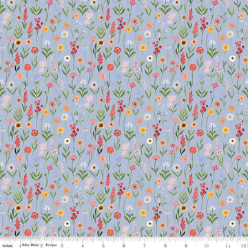 SALE Flora No. 6 Stems C14462 Periwinkle - Riley Blake Designs - Floral Flowers - Quilting Cotton Fabric