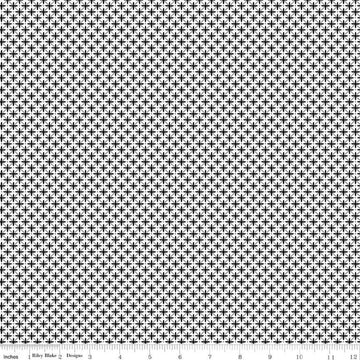29" End of Bolt - SALE Flora No. 6 Geometric C14464 Black - Riley Blake Designs - Diagonal Grid Criss-Cross Dots - Quilting Cotton Fabric