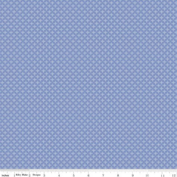 Flora No. 6 Geometric C14464 Periwinkle by Riley Blake Designs - Diagonal Grid Criss-Cross Dots - Quilting Cotton Fabric