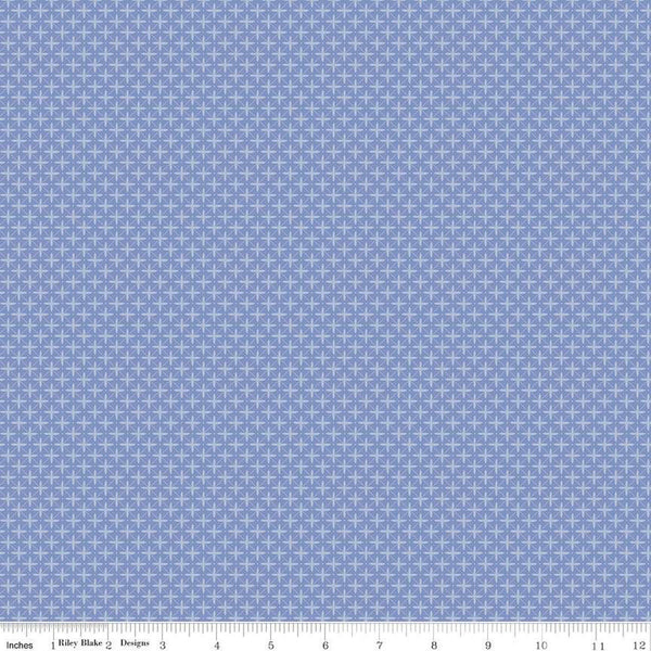 Flora No. 6 Geometric C14464 Periwinkle by Riley Blake Designs - Diagonal Grid Criss-Cross Dots - Quilting Cotton Fabric