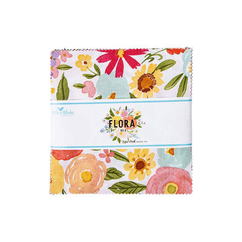 Flora No. 6 Charm Pack 5" Stacker Bundle - Riley Blake Designs - 42 piece Precut Pre cut - Floral - Quilting Cotton Fabric