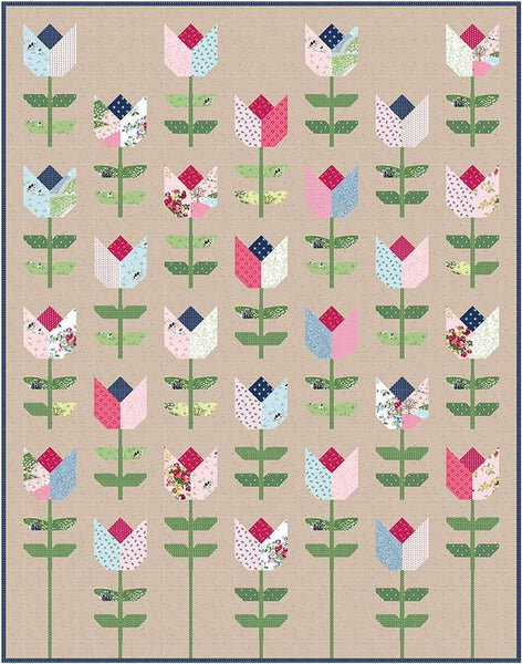 Tailored Tulips Quilt PATTERN P115 by Melissa Mortenson - Riley Blake Designs - INSTRUCTIONS Only - 10" Stacker Layer Cake Friendly