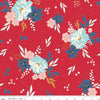 Sweet Freedom Main SC14410 Red SPARKLE - Riley Blake Designs - Patriotic Floral Flowers Gold SPARKLE - Quilting Cotton Fabric