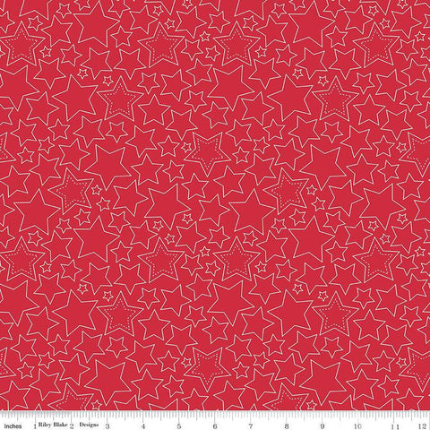 SALE Sweet Freedom Stars C14414 Red by Riley Blake Designs - Patriotic Outlined Stars - Quilting Cotton Fabric