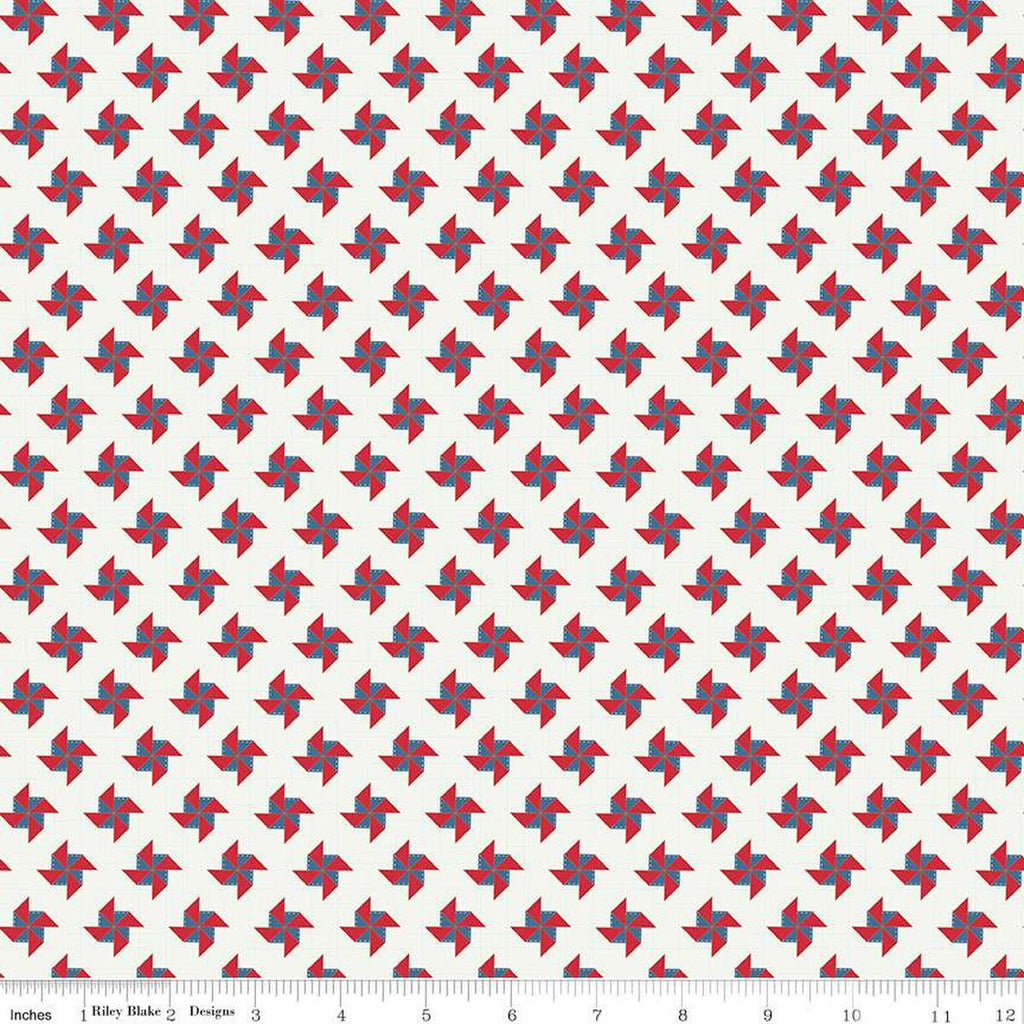 SALE Sweet Freedom Pinwheels  C14415 Sand Dollar by Riley Blake Designs - Patriotic Gridded Background - Quilting Cotton Fabric