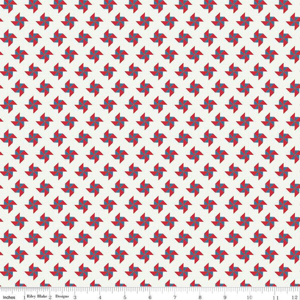 SALE Sweet Freedom Pinwheels  C14415 Sand Dollar by Riley Blake Designs - Patriotic Gridded Background - Quilting Cotton Fabric