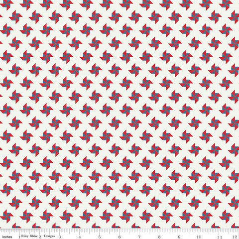 SALE Sweet Freedom Pinwheels  C14415 Sand Dollar by Riley Blake Designs - Patriotic Gridded Background - Quilting Cotton Fabric