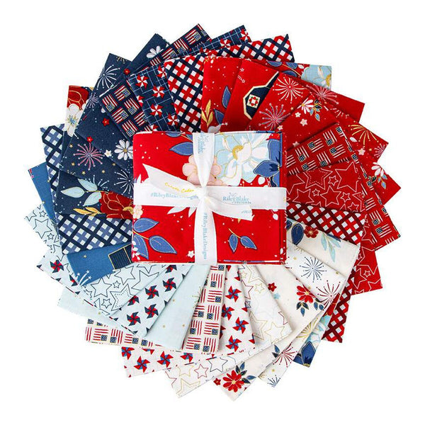 SALE Sweet Freedom Fat Quarter Bundle 24 pieces - Riley Blake Designs - Pre cut Precut - Patriotic - Quilting Cotton Fabric