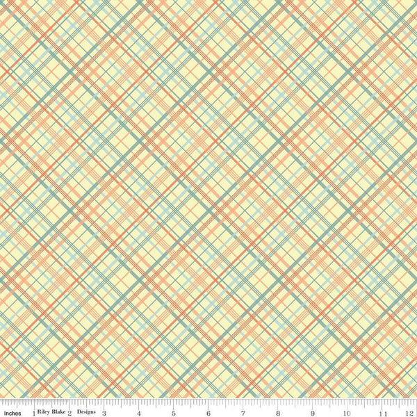 SALE Sunshine and Sweet Tea Summer Plaid C14324 Yellow by Riley Blake Designs - Diagonal - Quilting Cotton Fabric