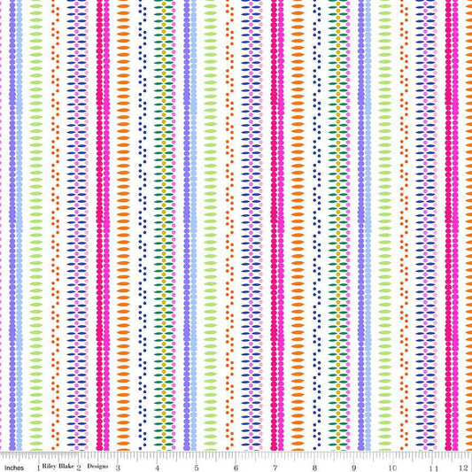 SALE Splendid Stripe CD14316 White - Riley Blake Designs - DIGITALLY PRINTED Stripes Striped - Quilting Cotton