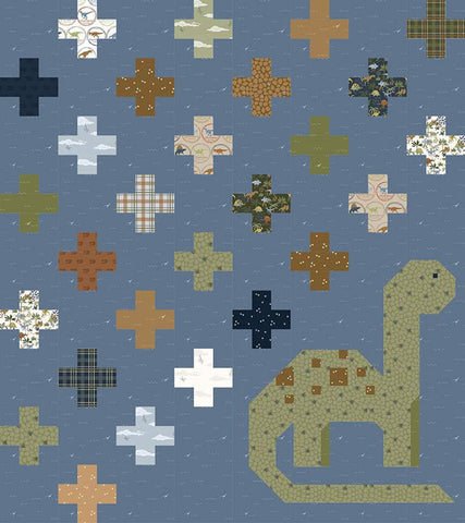 SALE Swiss Cretaceous Quilt PATTERN P156 by Amanda Niederhauser - Riley Blake Designs - Instructions Only - Pieced Dinosaur Cross Blocks