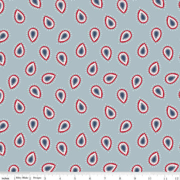 SALE American Beauty Paisley C14442 Storm - Riley Blake Designs - Patriotic - Quilting Cotton Fabric