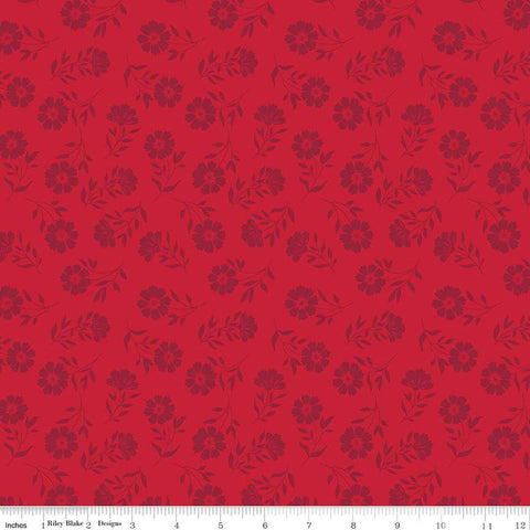 American Beauty Tonal C14444 Red by Riley Blake Designs - Patriotic Tone-on-Tone Floral Flowers - Quilting Cotton Fabric
