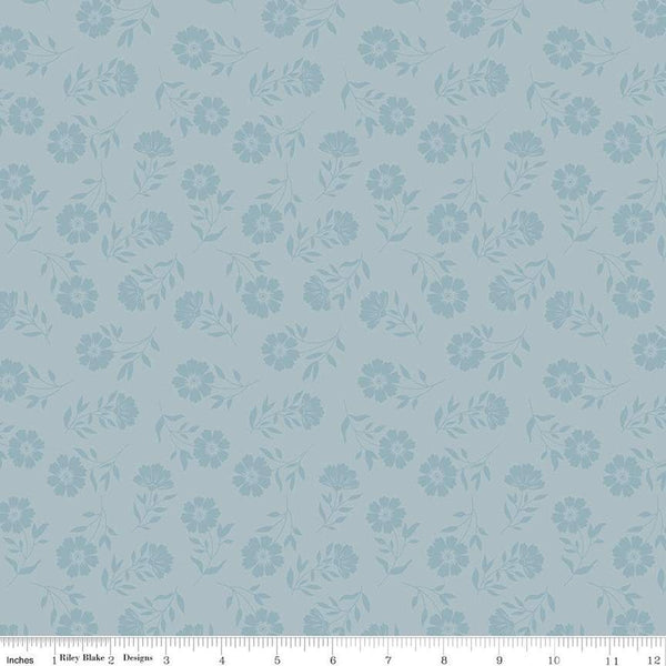 American Beauty Tonal C14444 Storm by Riley Blake Designs - Patriotic Tone-on-Tone Floral Flowers - Quilting Cotton Fabric