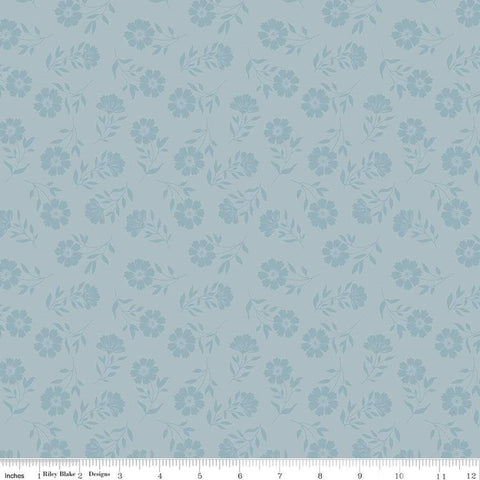 SALE American Beauty Tonal C14444 Storm by Riley Blake Designs - Patriotic Tone-on-Tone Floral Flowers - Quilting Cotton Fabric