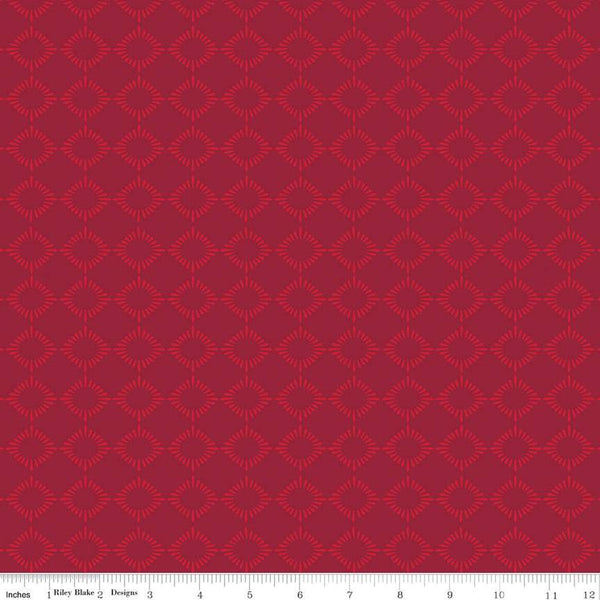 Fat Quarter End of Bolt - American Beauty Burst C14445 Red by Riley Blake Designs - Patriotic Geometric - Quilting Cotton Fabric
