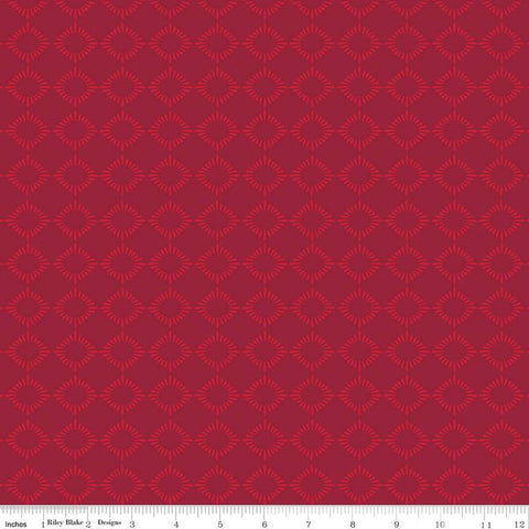 Fat Quarter End of Bolt - American Beauty Burst C14445 Red by Riley Blake Designs - Patriotic Geometric - Quilting Cotton Fabric