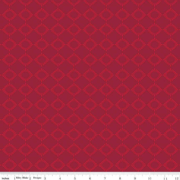 Fat Quarter End of Bolt - American Beauty Burst C14445 Red by Riley Blake Designs - Patriotic Geometric - Quilting Cotton Fabric