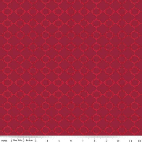 Fat Quarter End of Bolt - American Beauty Burst C14445 Red by Riley Blake Designs - Patriotic Geometric - Quilting Cotton Fabric