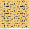 CLEARANCE 25" End of Bolt - Coming Home Armed Forces Main C14420 Yellow - Riley Blake - Personnel Vehicles Icons Patriotic - Quilting Cotton