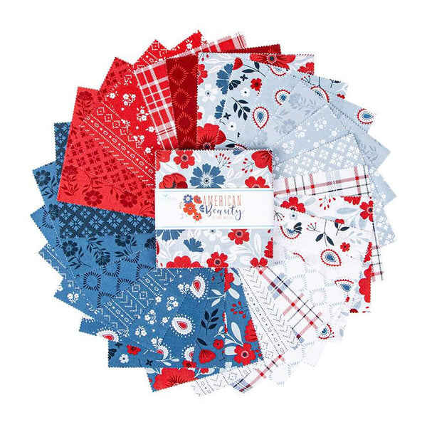 American Beauty Charm Pack 5" Stacker Bundle - Riley Blake Designs - 42 piece Precut Pre cut - Patriotic - Quilting Cotton Fabric