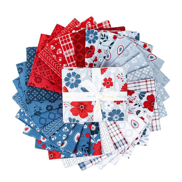 American Beauty Fat Quarter Bundle 27 pieces - Riley Blake Designs - Pre cut Precut - Patriotic - Quilting Cotton Fabric