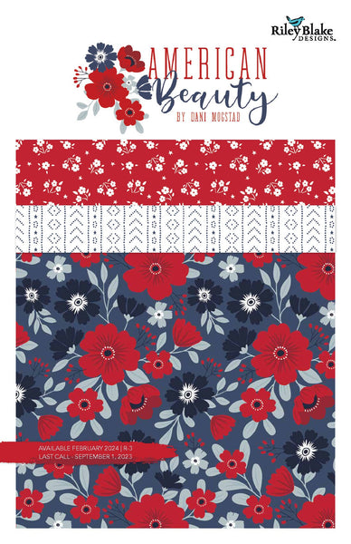 American Beauty Fat Quarter Bundle 27 pieces - Riley Blake Designs - Pre cut Precut - Patriotic - Quilting Cotton Fabric