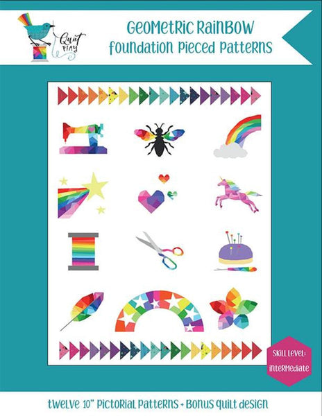 SALE Geometric Rainbow Quilt Booklet P160 by Kristy Lea - Riley Blake Designs - Instructions Only - Foundation Piecing