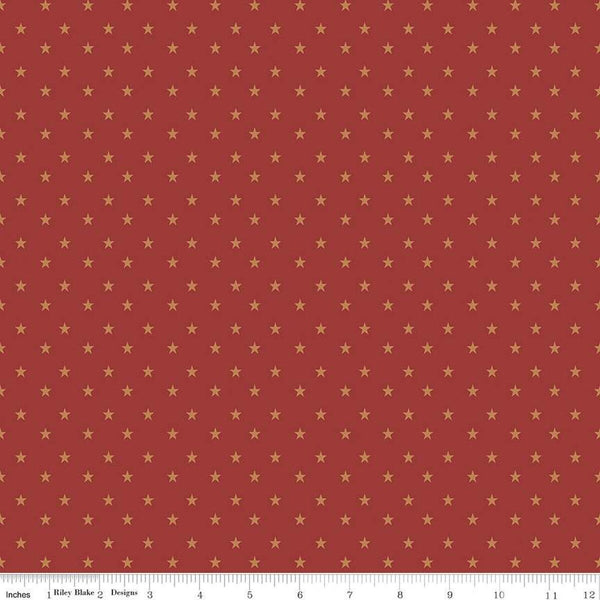 Coming Home Stars C14423 Barn Red by Riley Blake Designs - Armed Forces Patriotic - Quilting Cotton Fabric