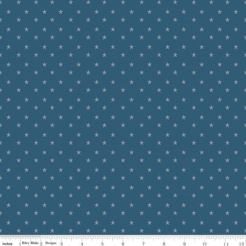 SALE Coming Home Stars C14423 Denim by Riley Blake Designs - Armed Forces Patriotic - Quilting Cotton Fabric