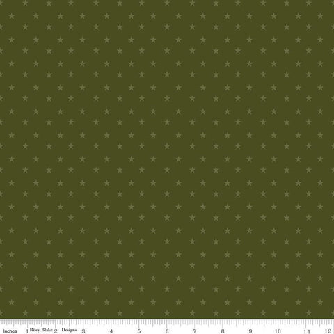 SALE Coming Home Stars C14423 Green by Riley Blake Designs - Armed Forces Patriotic - Quilting Cotton Fabric