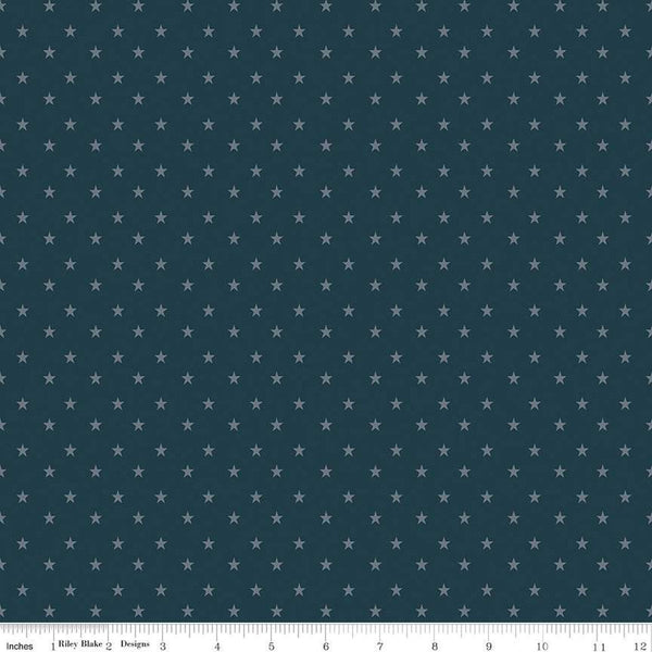 15" End of Bolt - SALE Coming Home Stars C14423 Navy by Riley Blake Designs - Armed Forces Patriotic - Quilting Cotton Fabric