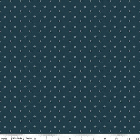 15" End of Bolt - SALE Coming Home Stars C14423 Navy by Riley Blake Designs - Armed Forces Patriotic - Quilting Cotton Fabric