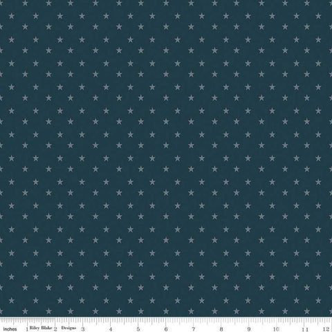15" End of Bolt - SALE Coming Home Stars C14423 Navy by Riley Blake Designs - Armed Forces Patriotic - Quilting Cotton Fabric