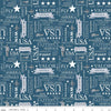 Coming Home Air Force Text C14428 Denim - Riley Blake Designs - Armed Forces Patriotic - Quilting Cotton Fabric