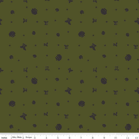 1 Yard End of Bolt -SALE Coming Home Elite Soldiers C14429 Green by Riley Blake - Armed Forces Patriotic Army Marines-Quilting Cotton Fabric