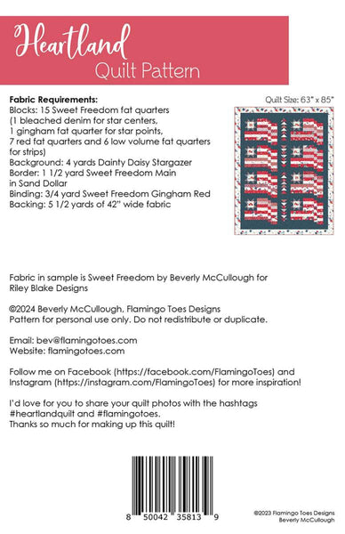 SALE Heartland Quilt PATTERN P138 by Beverly McCullough - Riley Blake - INSTRUCTIONS Only - Patriotic - Pieced Fat Quarter Friendly