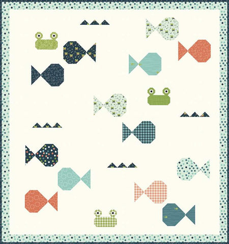 Fish Academy Quilt PATTERN P157 by Sandy Gervais - Riley Blake Designs - Instructions Only - Pieced Fish Frogs - 5" Stacker Friendly
