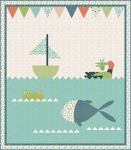 SALE Lake Fun Quilt PATTERN P157 by Sandy Gervais - Riley Blake Designs - Instructions Only - Fish Frog Duck Boat - Fat Quarter Friendly