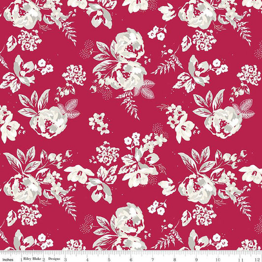 SALE Heirloom Red Main C14340 Berry - Riley Blake Designs - Floral Flowers - Quilting Cotton Fabric