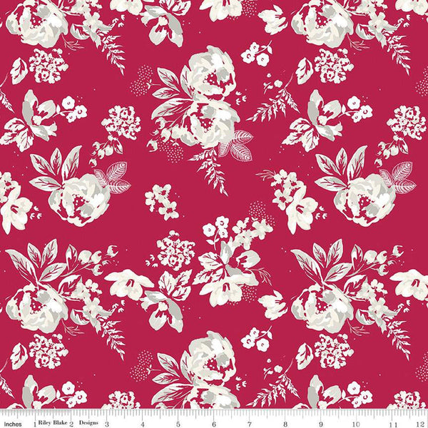 SALE Heirloom Red Main C14340 Berry by Riley Blake Designs - Floral Flowers - Quilting Cotton Fabric