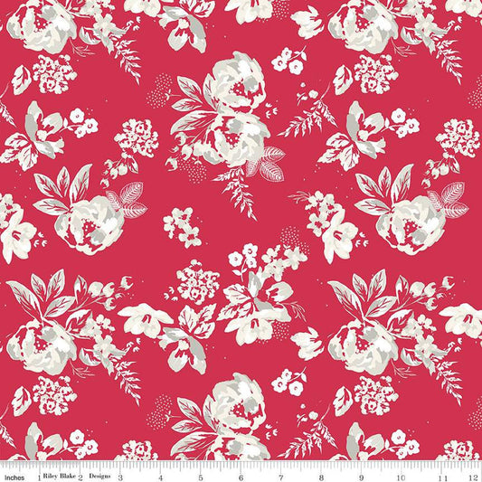 SALE Heirloom Red Main C14340 Red - Riley Blake Designs - Floral Flowers - Quilting Cotton Fabric