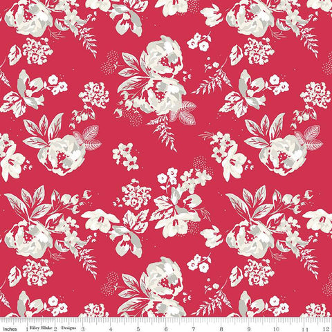 SALE Heirloom Red Main C14340 Red by Riley Blake Designs - Floral Flowers - Quilting Cotton Fabric