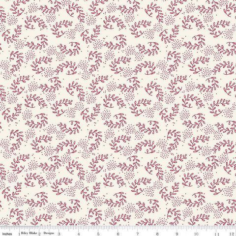 SALE Heirloom Red Sprigs C14342 Cream by Riley Blake Designs - Leaves Xs - Quilting Cotton Fabric