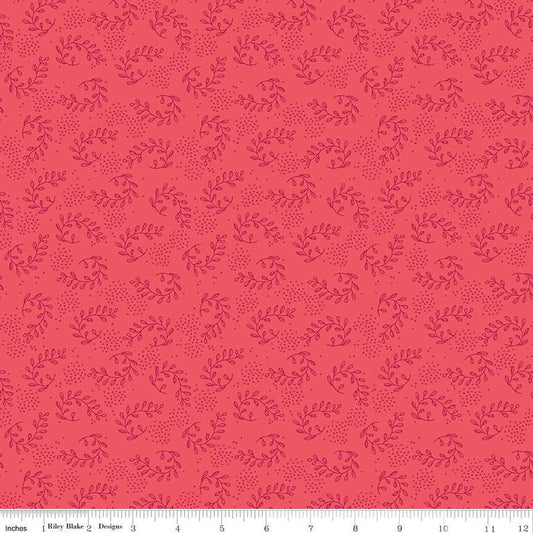 SALE Heirloom Red Sprigs C14342 Red - Riley Blake Designs - Leaves Xs - Quilting Cotton Fabric